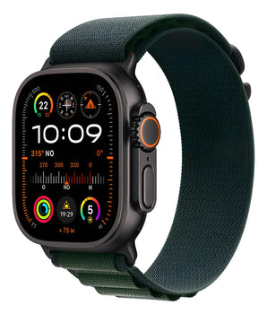 Apple Watch Ultra 2 GPS + Cellular • Caja de titanio negro de 49 mm • Correa Alpine verde oscuro - Mediana