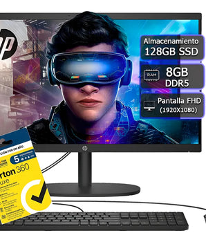 All In One Hp 22-dg0009la Intel N100 128gb 8gb Ram Ddr5 +kit Negro (Reacondicionado)