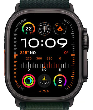Apple Watch Ultra 2 GPS + Cellular • Caja de titanio negro de 49 mm • Correa Alpine verde oscuro - Mediana