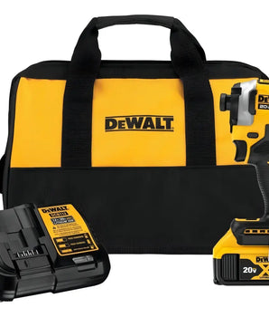 DEWALT Kit De Atornillador De Impacto Inalámbrico Sin Escobillas ATOMIC 20V MAX De 1/4 Pulg. De Iones De Litio Con Batería De 5 Ah, Cargador Y Bolsa - DCF850P1