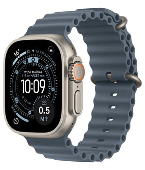 Apple Watch Ultra 3 GPS + Cellular • Caja de titanio natural de 49 mm • Correa Ocean azul ancla