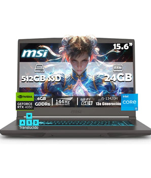 Laptop Msi Gamer 15 Intel Core I5-13420h Geforce Rtx 4050 512gb Ssd 24gb Ram Full Hd 1920x1080 144 Hz W11h