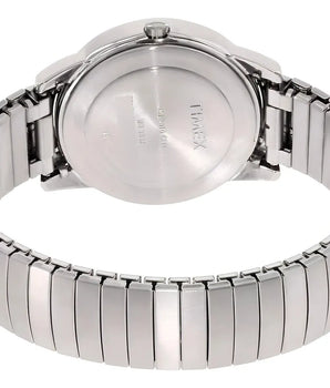 Reloj Timex Easy Reader Day Date Correa Extensible De 35 Mm Correa Acero Inoxidable Bisel Plateado Fondo Negro