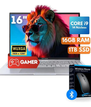 Asus Vivobook Gamer Core i9 13900H 14 Nucleos 16GB Ram 1TB Ssd Pantalla 16 Wuxga 1920 X 1200 Intel Iris Xe Graphics Incluye Windows 11 Instalado Laptop F1605VA Con Regalo