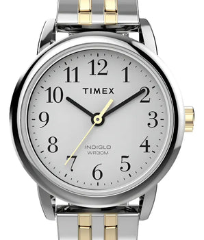 Reloj Timex Easy Reader De 25 Mm Correa Expansible Plateado Blanco