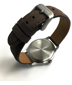 Reloj Hombre Timex Correa De Piel Con Luz 39 Mm T400519j Correa Marrón Bisel Plateado Fondo Verde