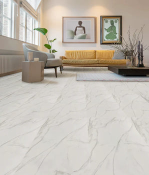 Piso SPC Gran Formato Mármol Gold Blanco