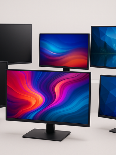 que no se mire ninguna marca, fondo neutro, monitores apagados o con fondo de pantalla colorido